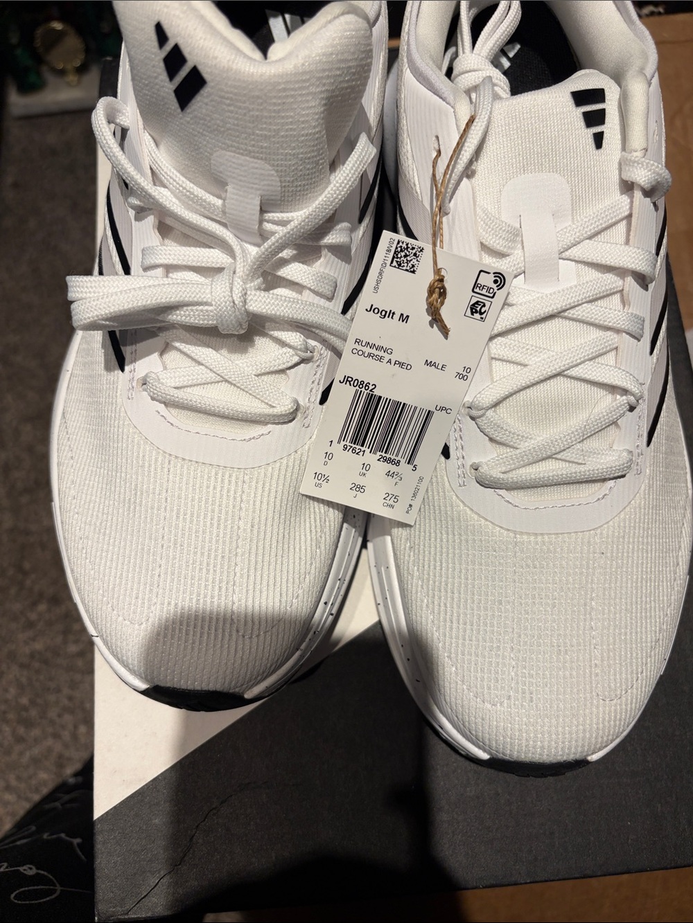 Men's White Running Sneakers with Black Accents